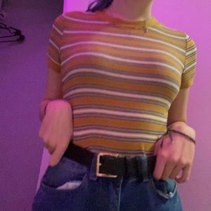 yellow mustard striped t shirt